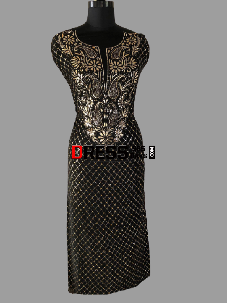 Black Pure Georgette Kamdani Suit Chikankari Suits