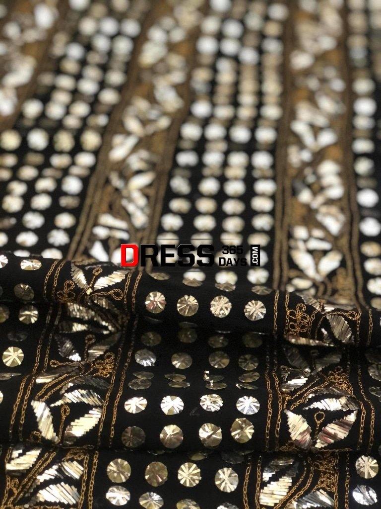 Black Pure Georgette Kamdani Suit Chikankari Suits