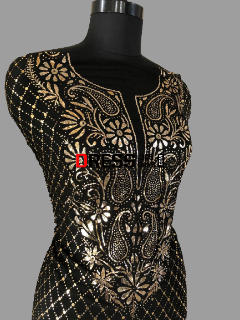 Black Pure Georgette Kamdani Suit Chikankari Suits