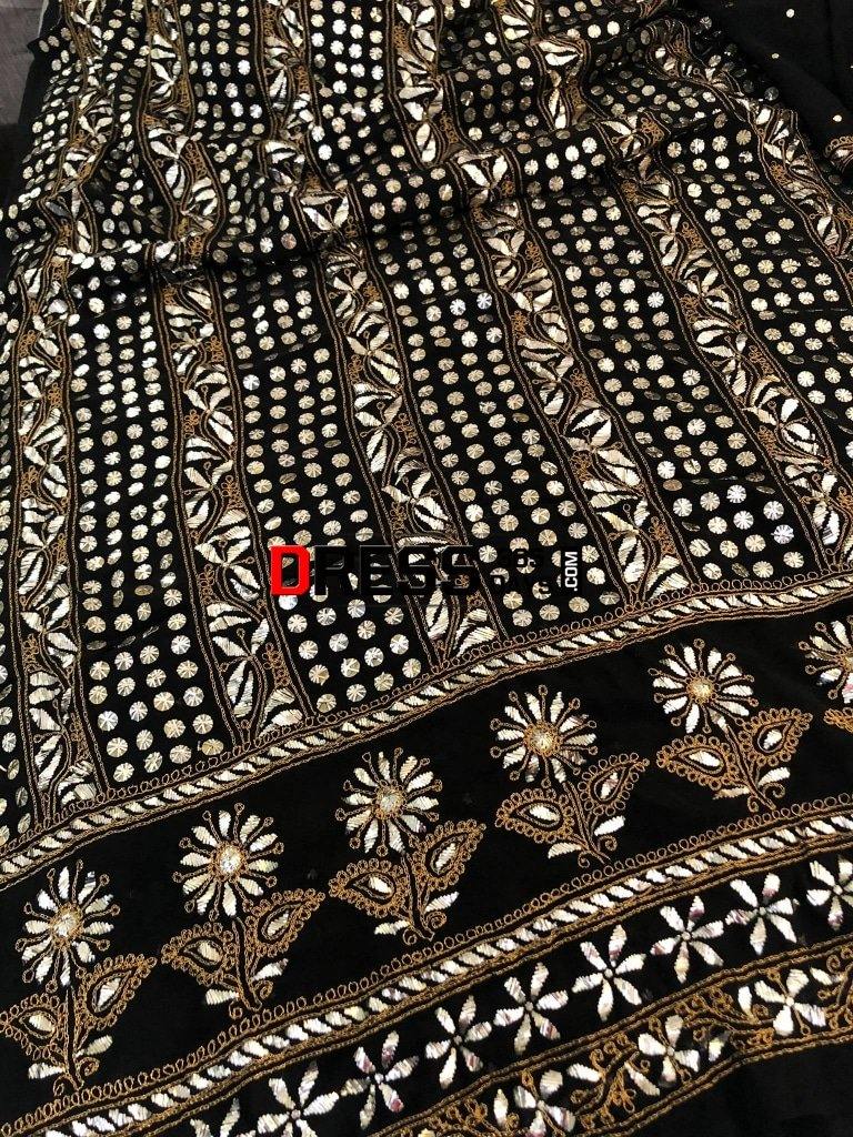 Black Pure Georgette Kamdani Suit Chikankari Suits