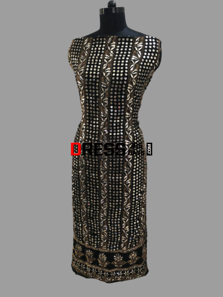 Black Pure Georgette Kamdani Suit Chikankari Suits