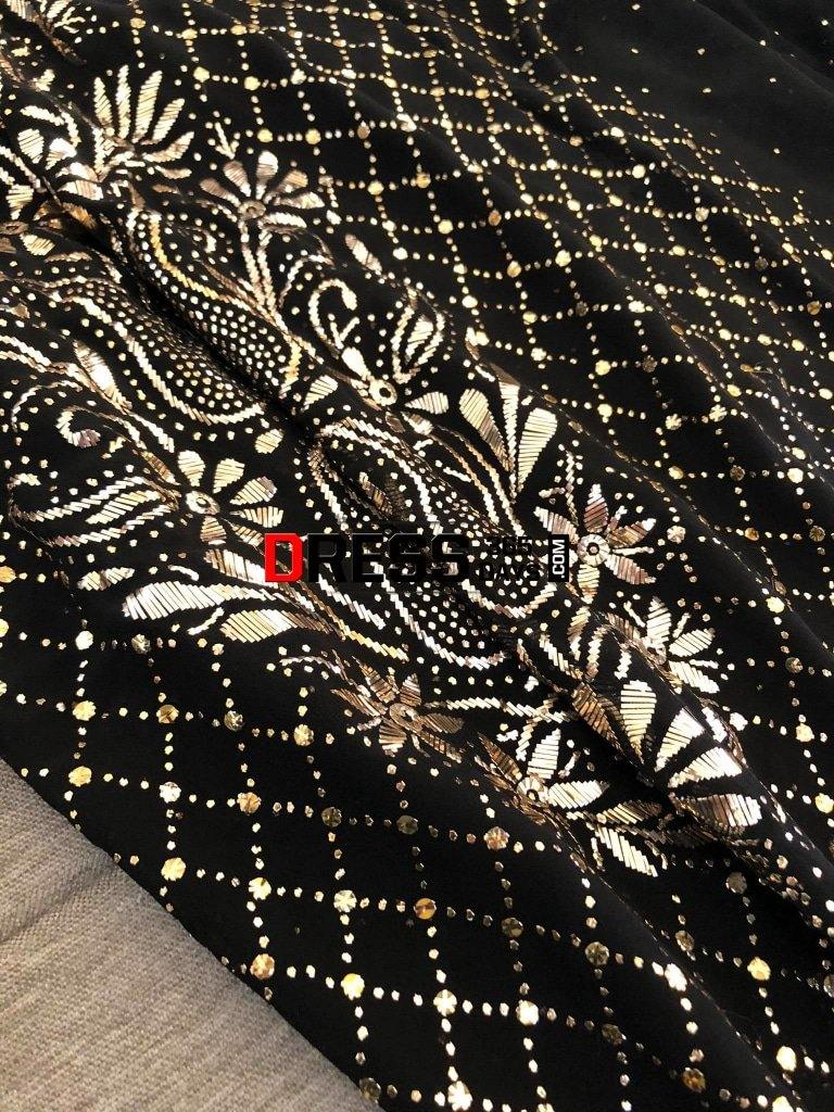 Black Pure Georgette Kamdani Suit Chikankari Suits