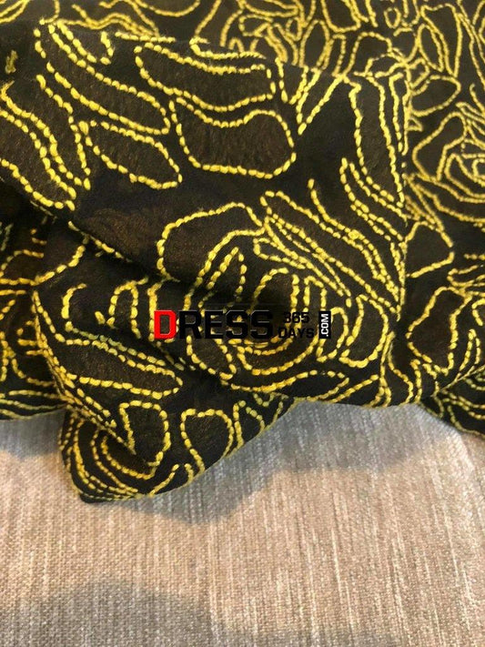 Black Pure Georgette Running Fabric- 3Mtrs Chikankari Suits