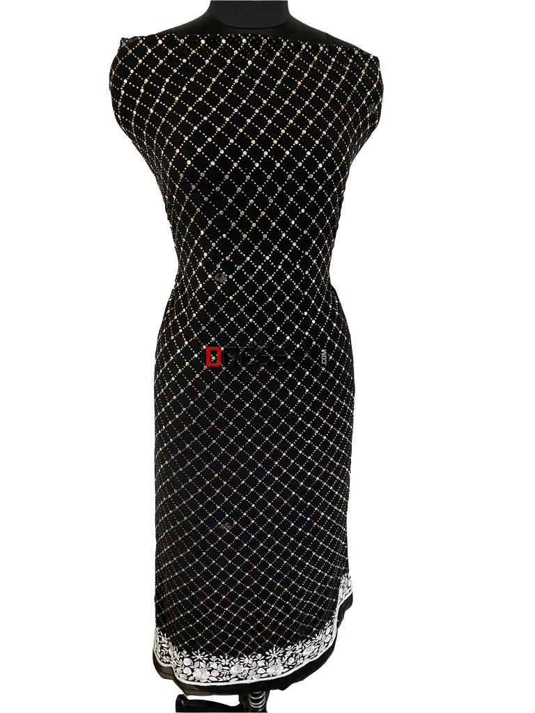 Black & White Kamdani Parsi Gara Suit Chikankari Suits