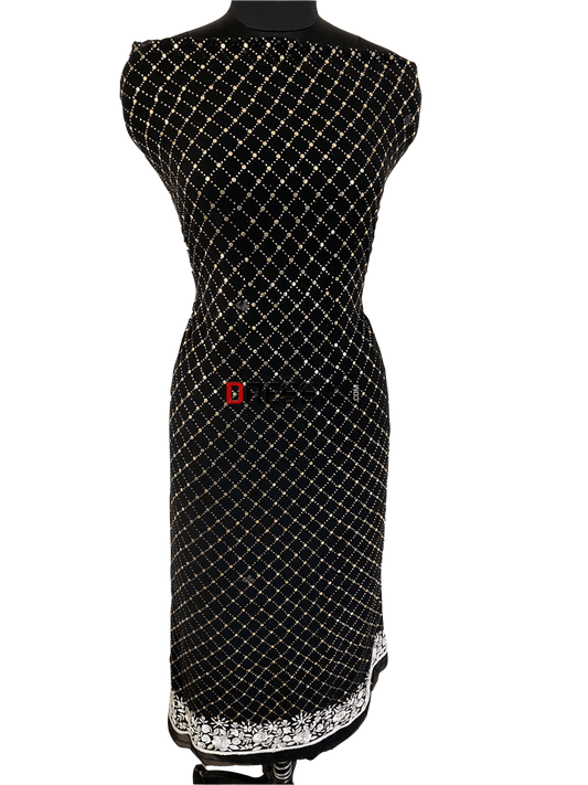 Black & White Kamdani Parsi Gara Suit Chikankari Suits