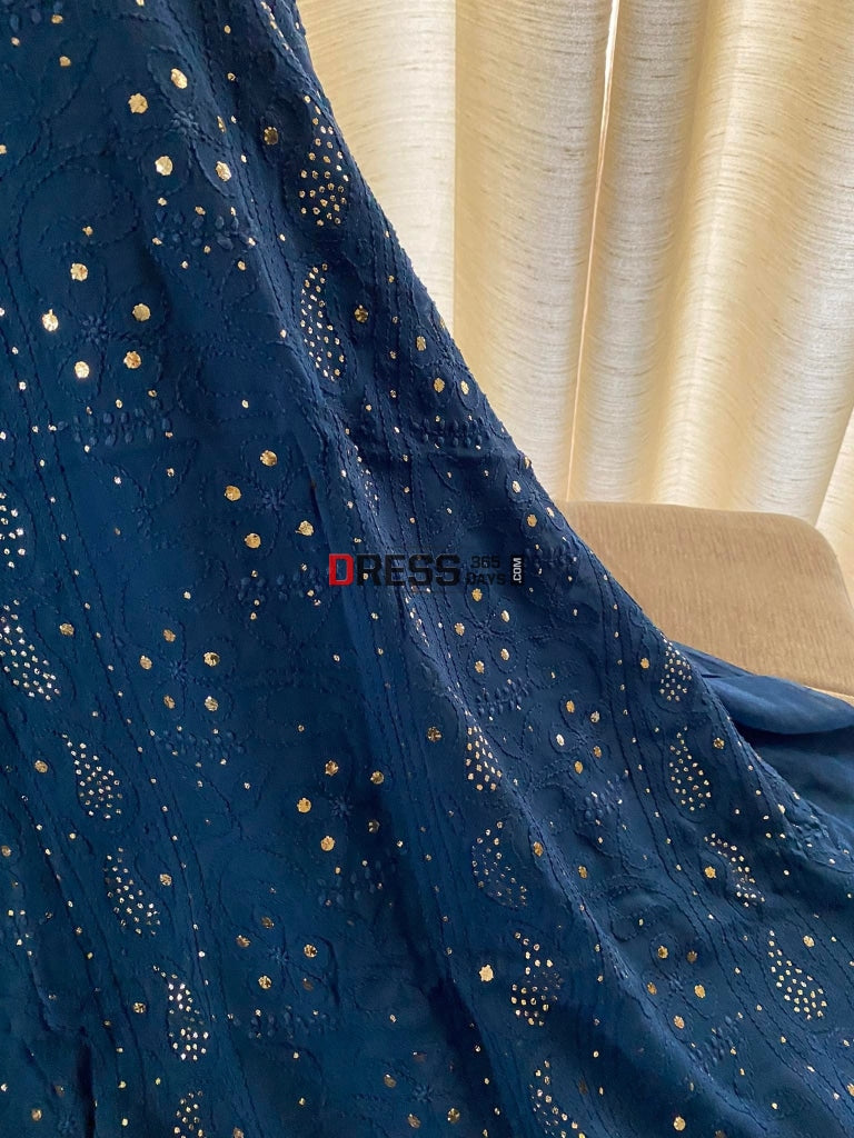 Blue Mukaish Chikankari Suit Suits