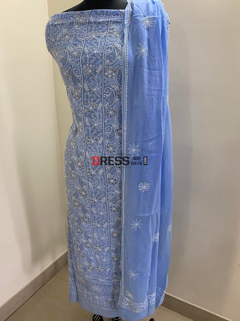 Blue Mukaish Chikankari Suit Suits