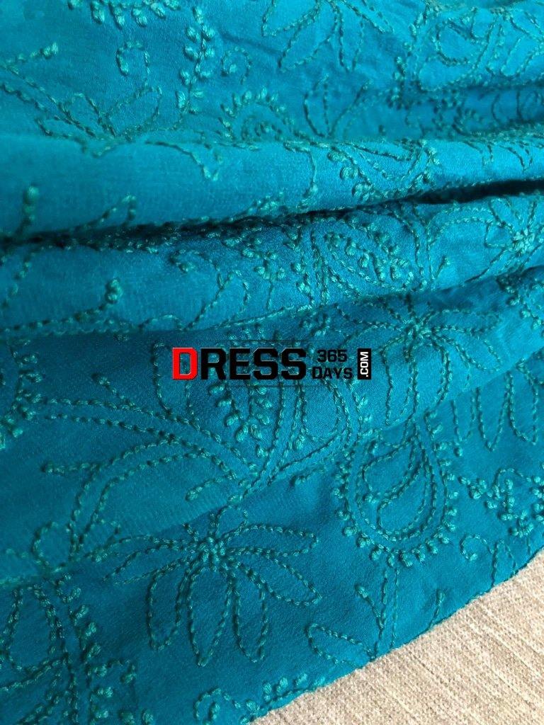 Bottle Green Lucknow Chikankari Dupatta