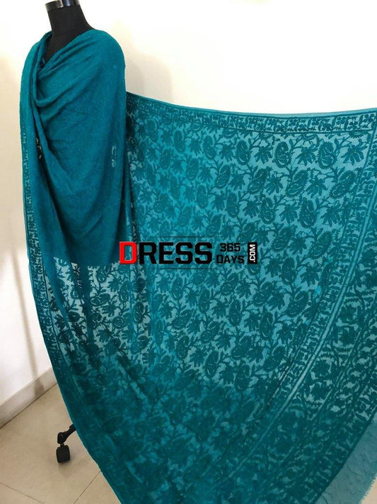 Bottle Green Lucknow Chikankari Dupatta