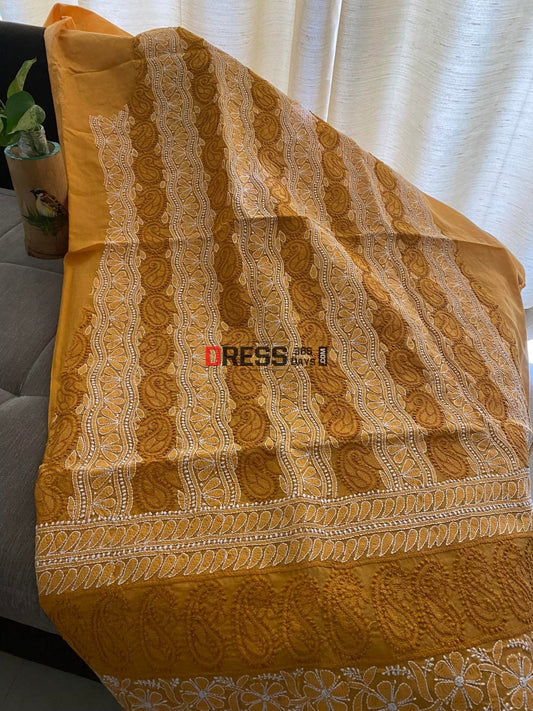 Brown Cotton Chikankari Kurti Fabric (Kurti Only)