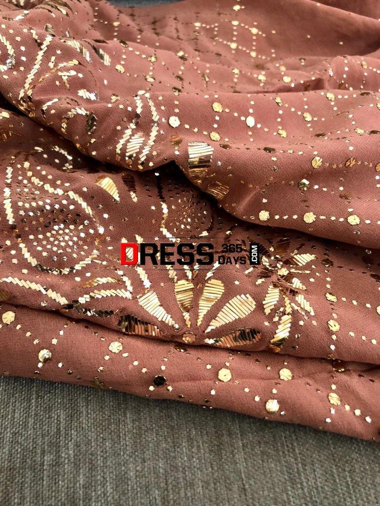 Brown Kamdani Work Suit Chikankari Suits