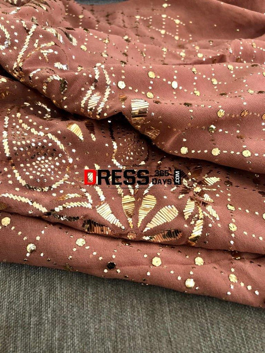 Brown Kamdani Work Suit Chikankari Suits