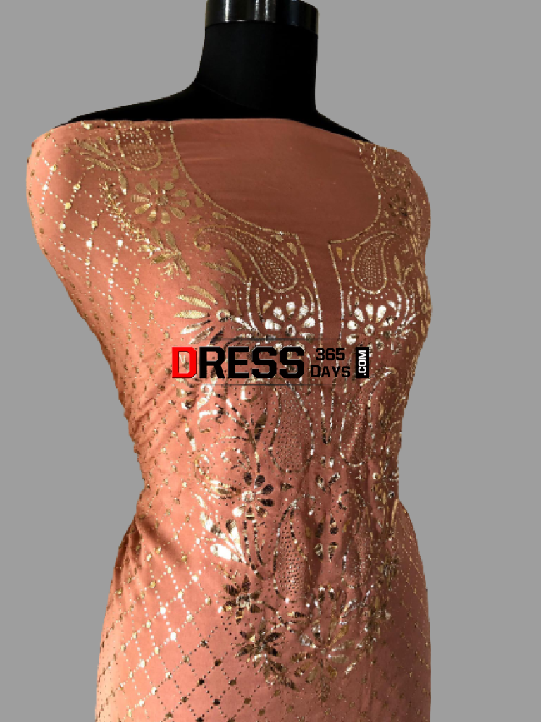 Brown Kamdani Work Suit Chikankari Suits
