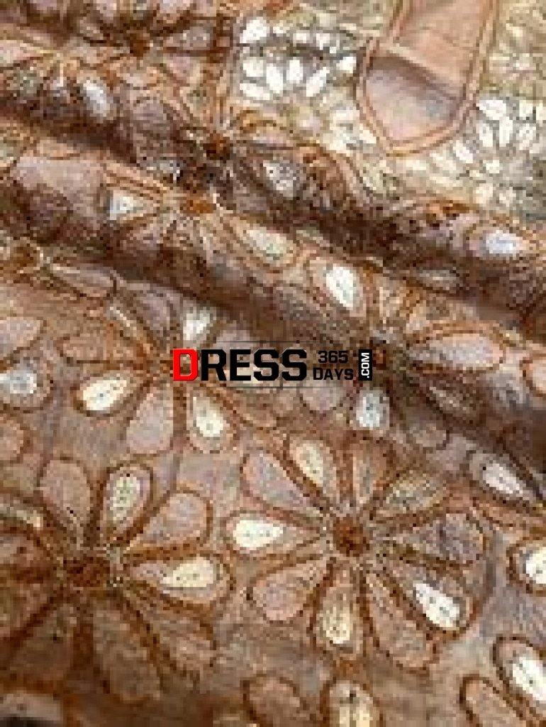 Brown Tussar Silk Gota Patti Chikankari Kurti Fabric