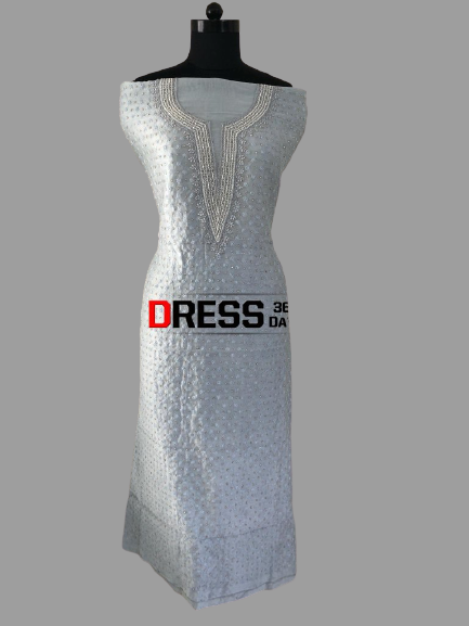 Chanderi Beads Aari Zari Chikankari Suit - Dress365days