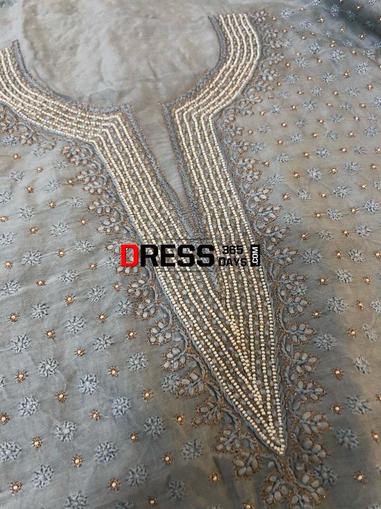 Chanderi Beads Aari Zari Chikankari Suit Suits