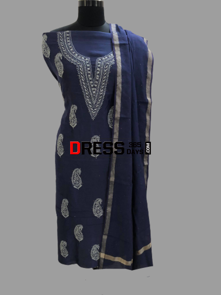 Chanderi Lucknowi Mukaish Work Suit Chikankari Suits