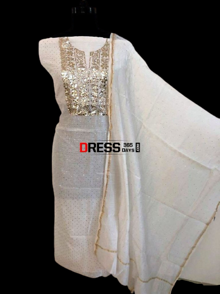 Chanderi Silk Mukaish Kurta Dupatta - Dress365days