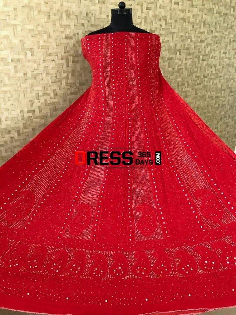 Chikankari Anarkali Suit With Golden Mukaish (Anarkali And Dupatta)