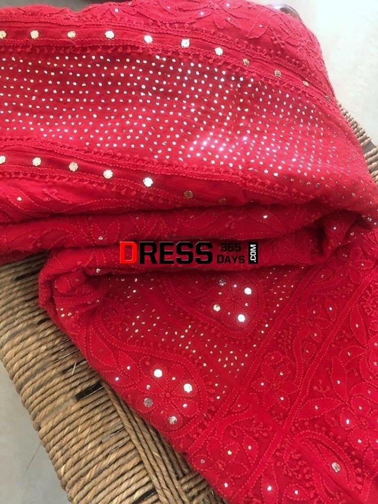 Chikankari Anarkali Suit With Golden Mukaish (Anarkali And Dupatta)