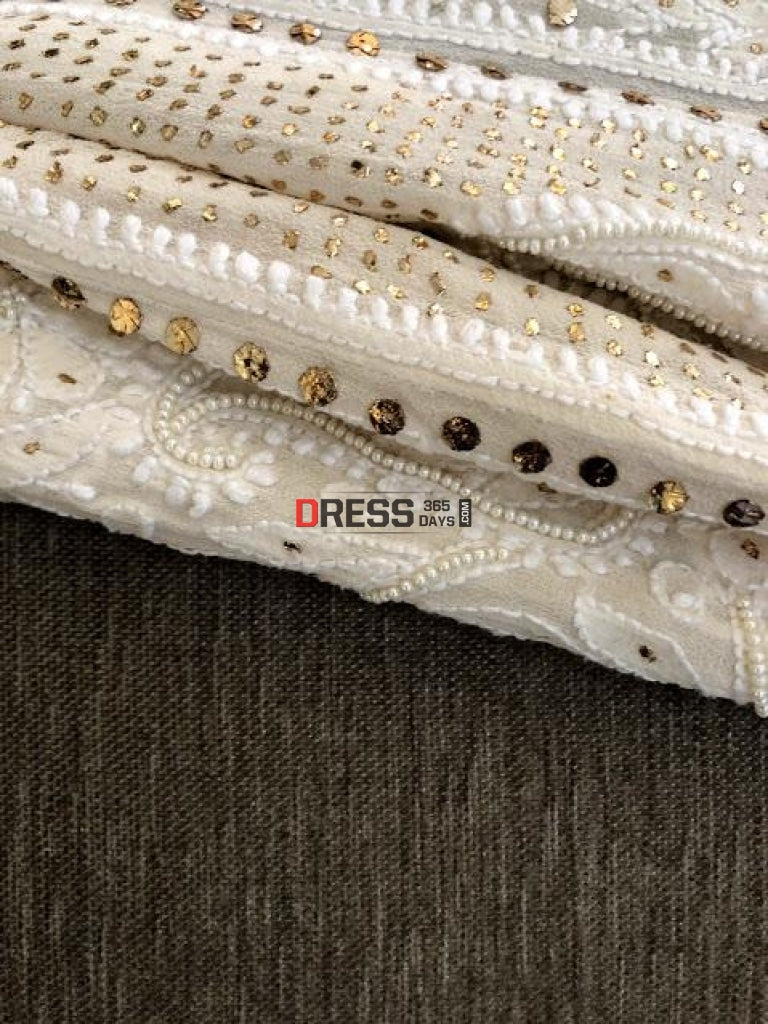 Chikankari Anarkali Suit With Mukaish/kamdani And Pearl