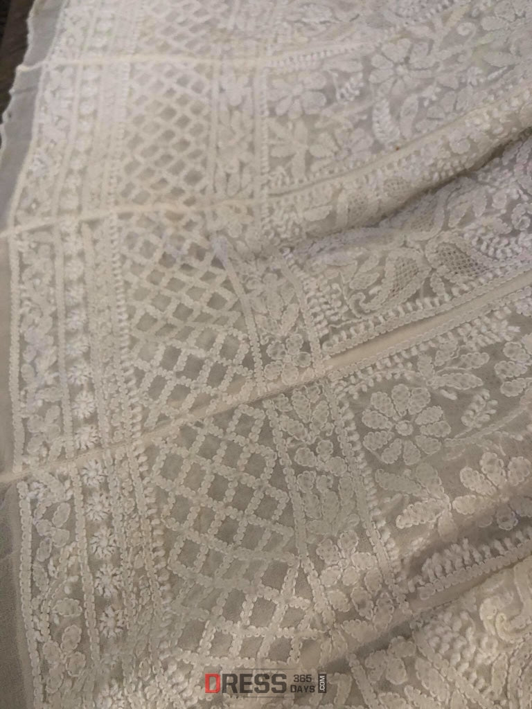 Chikankari Anarkali With Hand Jaali Work