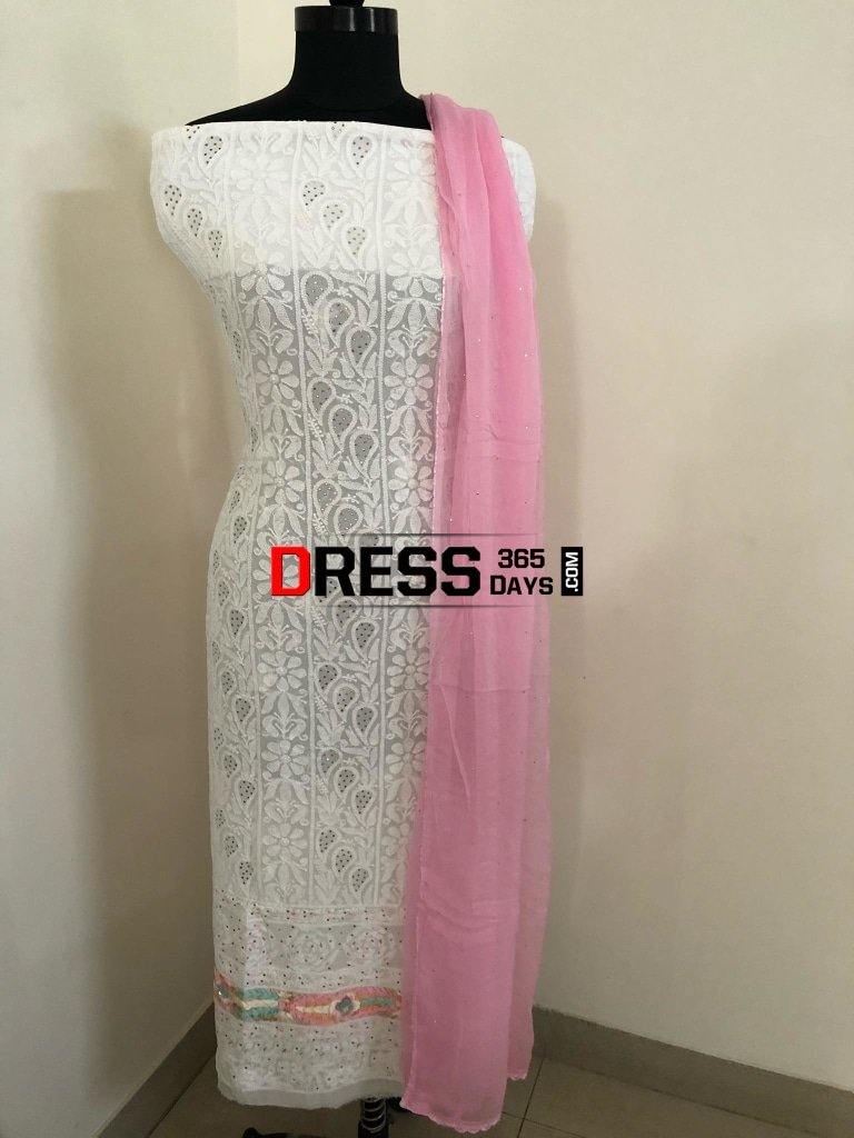 Chikankari And Parsi Gara Suit Suits