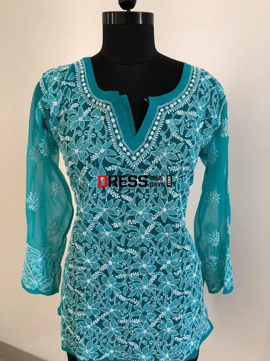 Blue Georgette Tops