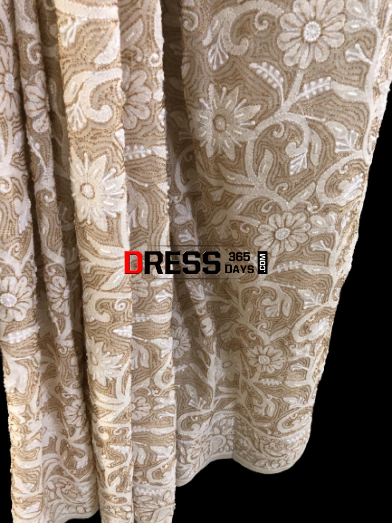 Chikankari Saree With Pearls Hand Jaali And Zari Work