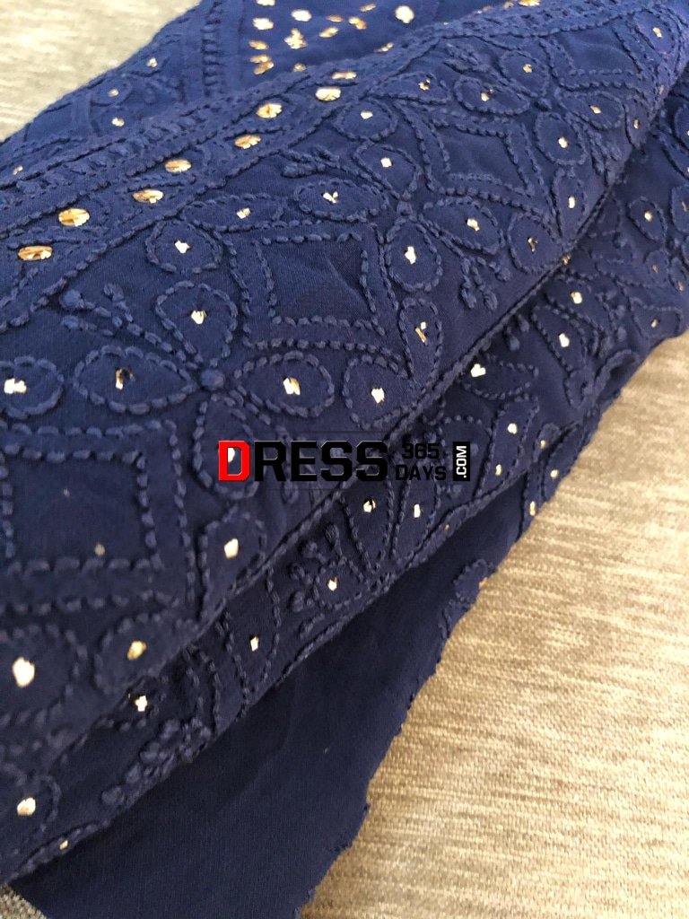 Chikankari Suit With Golden Mukaish Suits