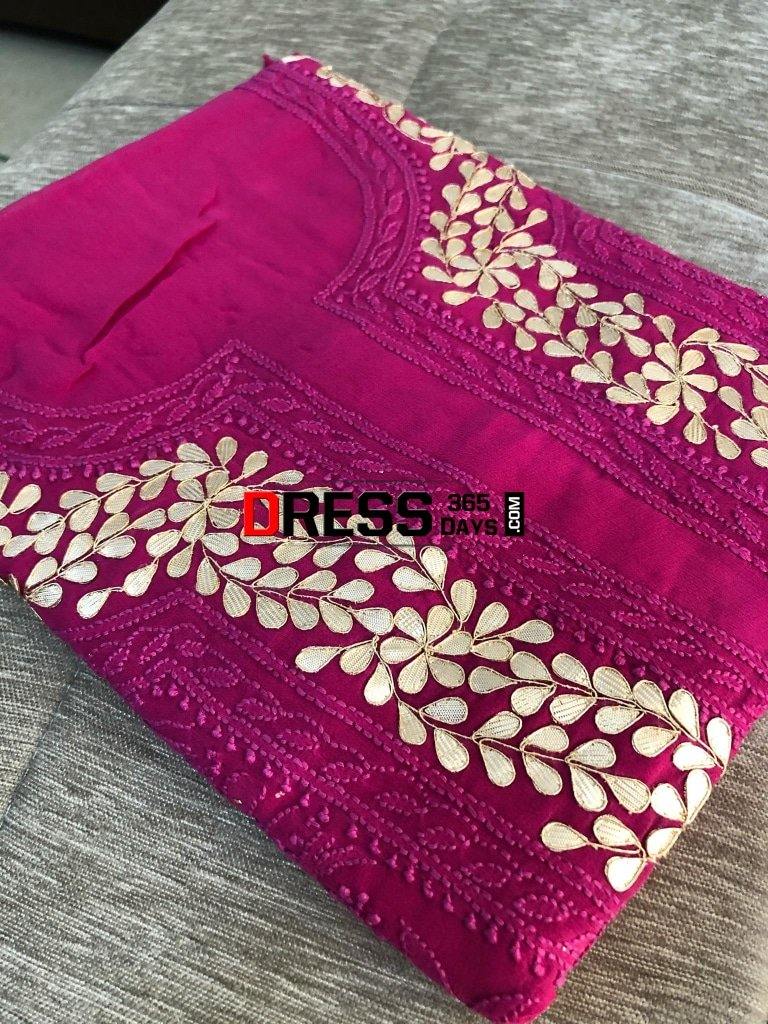 Chikankari Suit With Gota Patti Neckline Suits