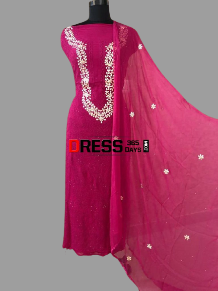 Chikankari Suit with Gota Patti Neckline - Dress365days