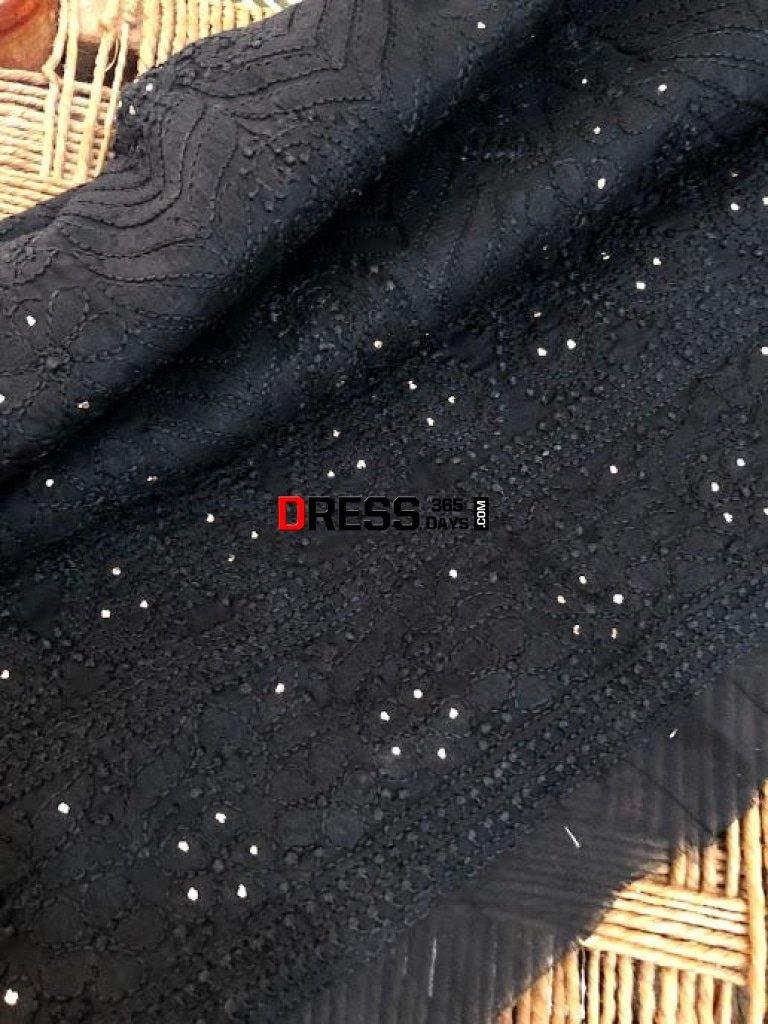 Cotton Mukaish And Chikankari Kurti Fabric