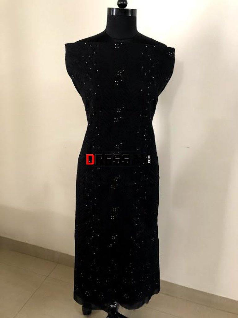 Cotton Mukaish And Chikankari Kurti Fabric