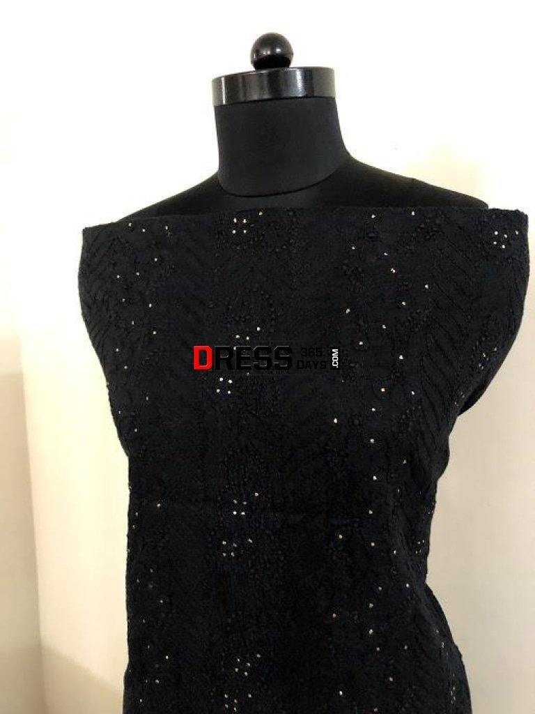 Cotton Mukaish And Chikankari Kurti Fabric
