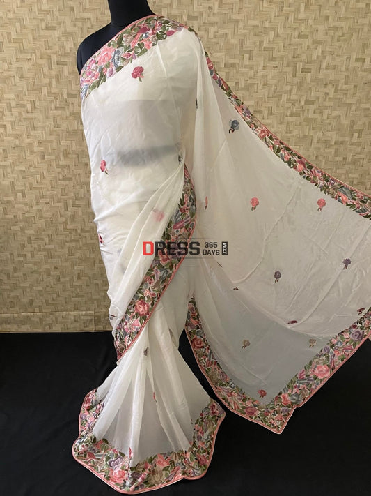 Crepe Silk Parsi Gara Saree