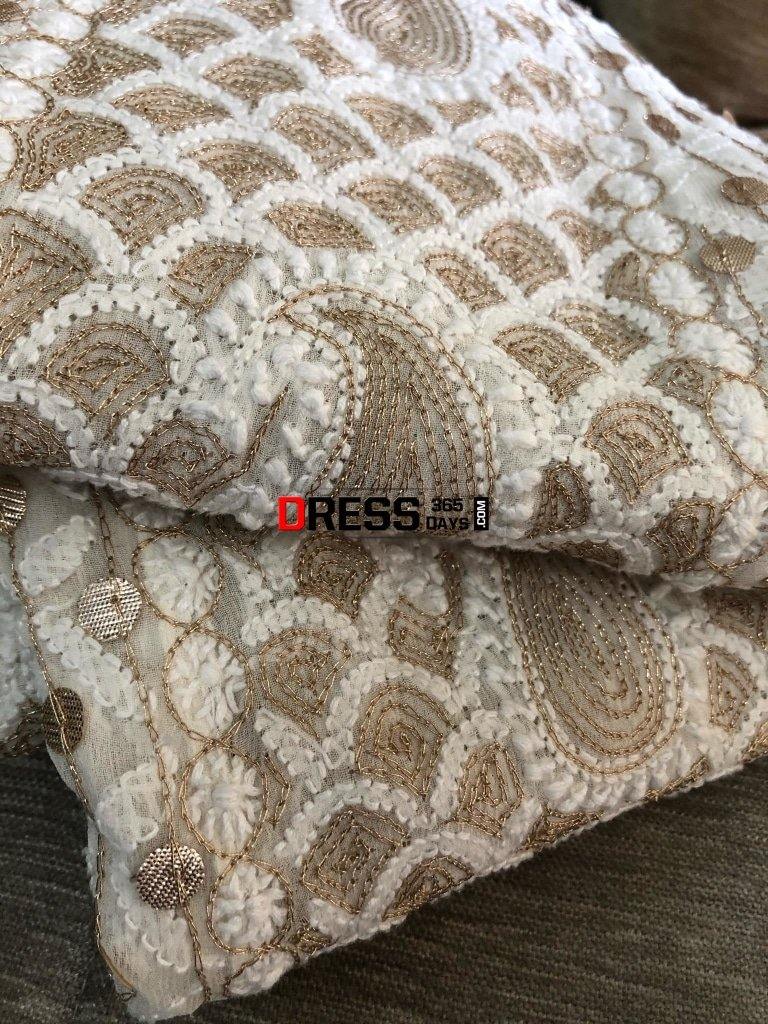 Deep Ivory Chikankari & Gota Patti Embroidered Anarkali Suit