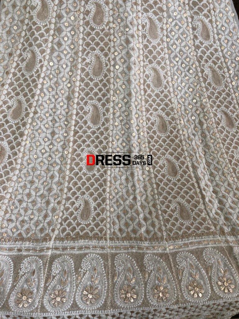 Deep Ivory Chikankari & Gota Patti Embroidered Anarkali Suit