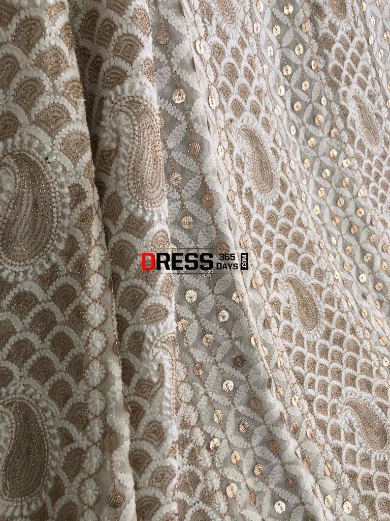 Deep Ivory Chikankari & Gota Patti Embroidered Anarkali Suit