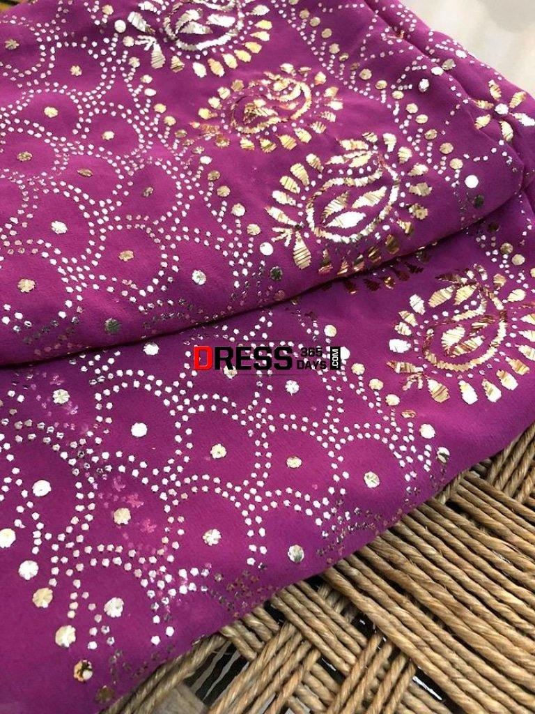 Deep Purple All Over Mukaish Chikankari Suit Suits