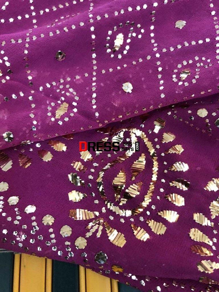 Deep Purple All Over Mukaish Chikankari Suit Suits
