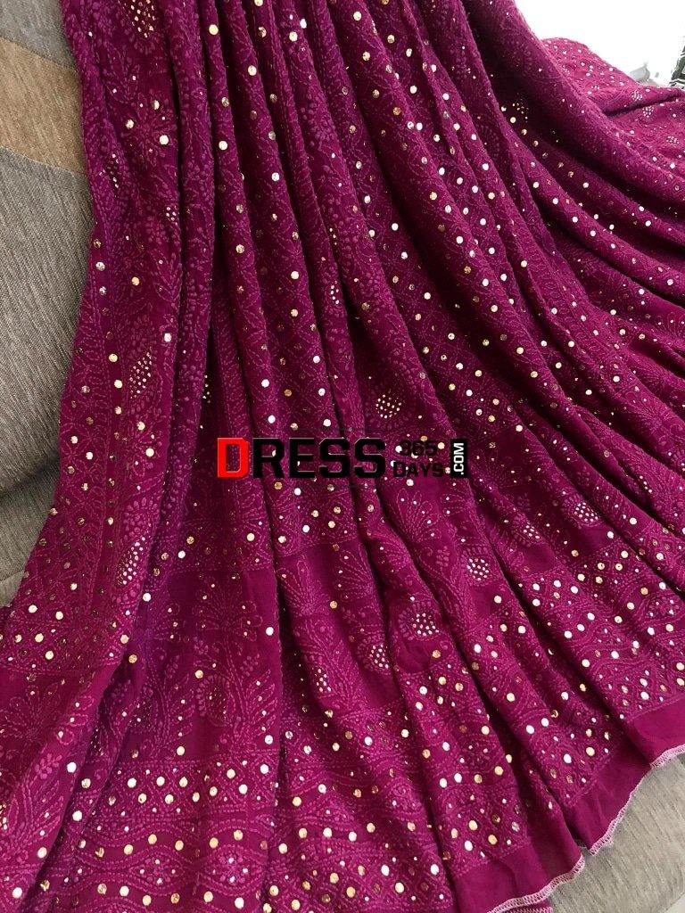 Deep Purple Kamdani Chikankari Lehenga Skirt