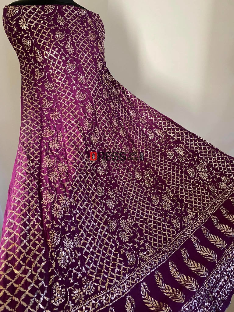 Deep Purple Kamdani Partywear Anarkali Suit Chikankari