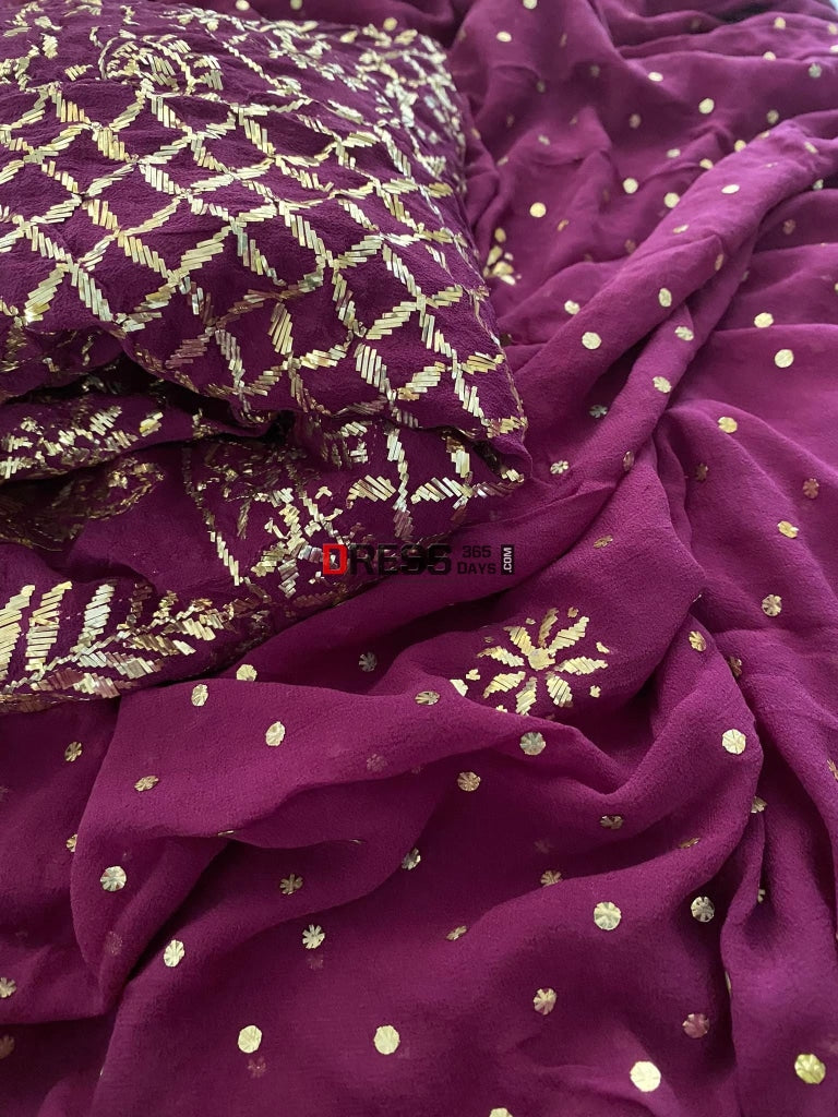 Deep Purple Kamdani Partywear Anarkali Suit Chikankari