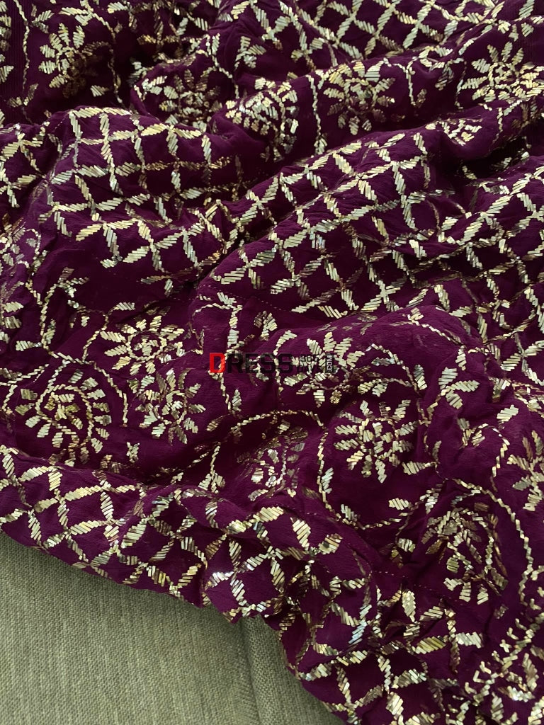 Deep Purple Kamdani Partywear Anarkali Suit Chikankari