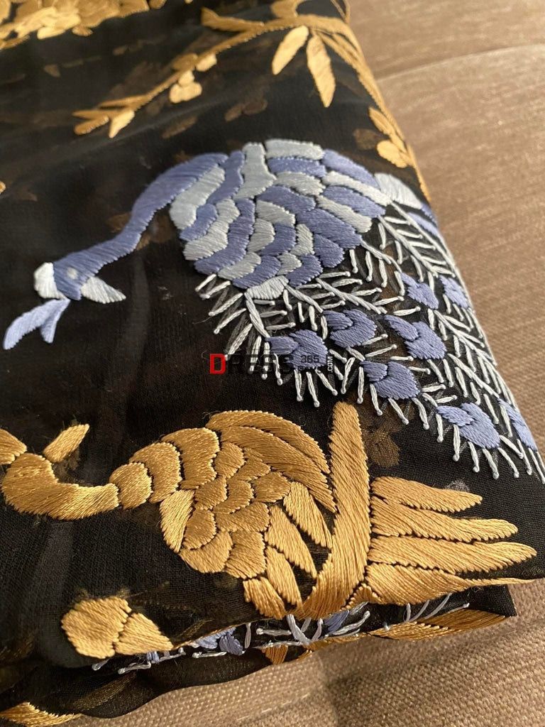 Designer Black Parsi Gara Dupatta
