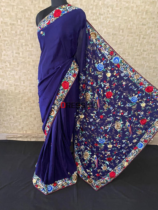 Parsi Gara Crepe Silk Saree