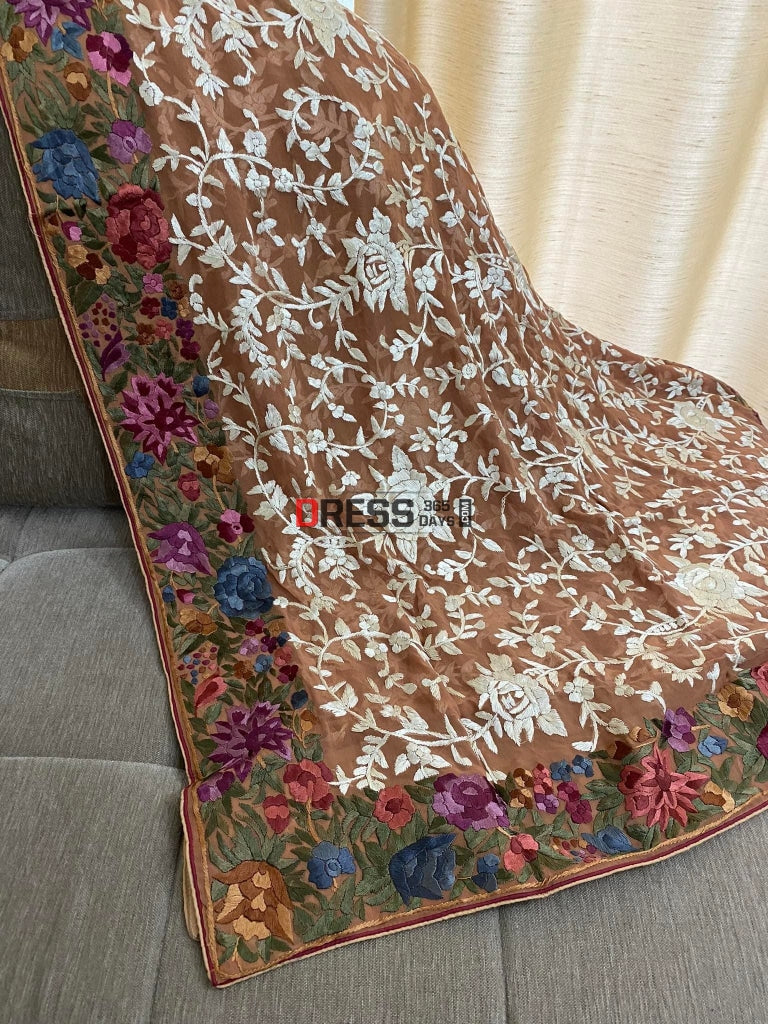 Designer Hand Embroidered Parsi Gara Dupatta