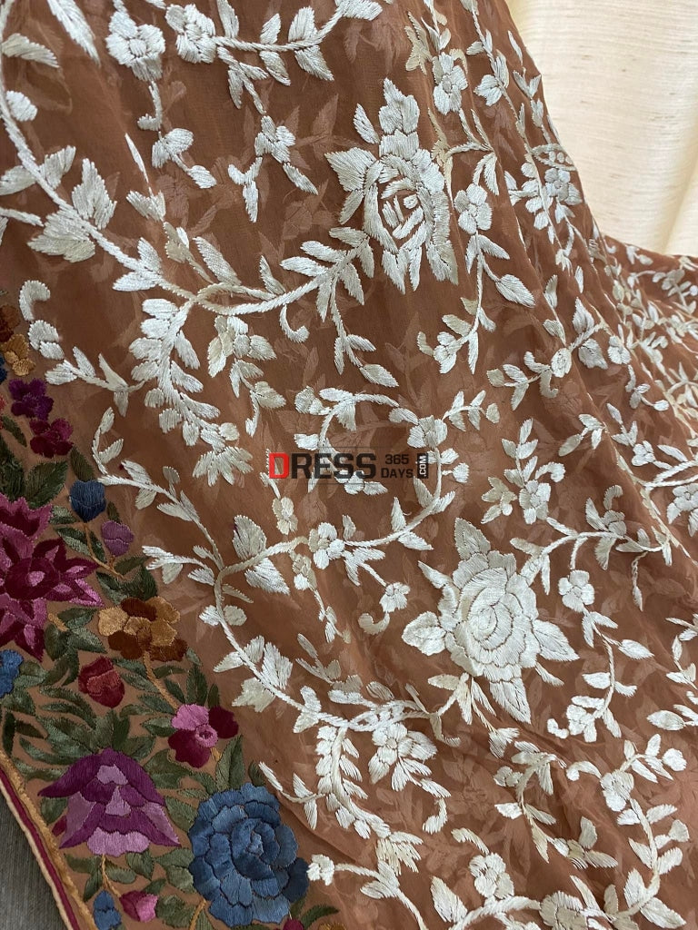 Designer Hand Embroidered Parsi Gara Dupatta