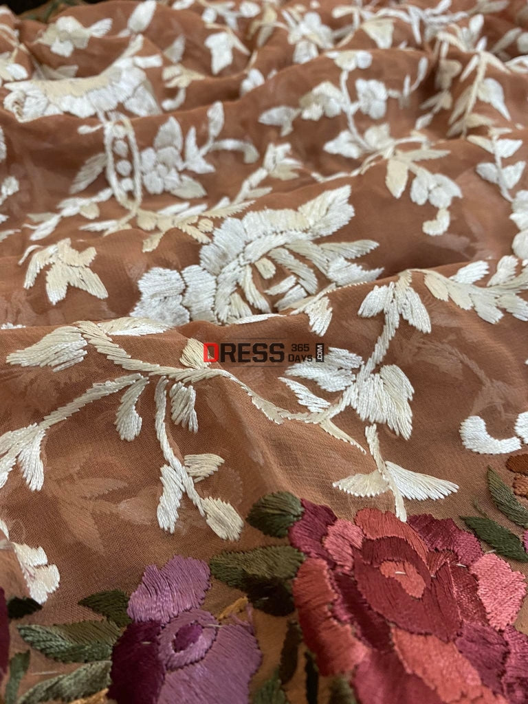Designer Hand Embroidered Parsi Gara Dupatta
